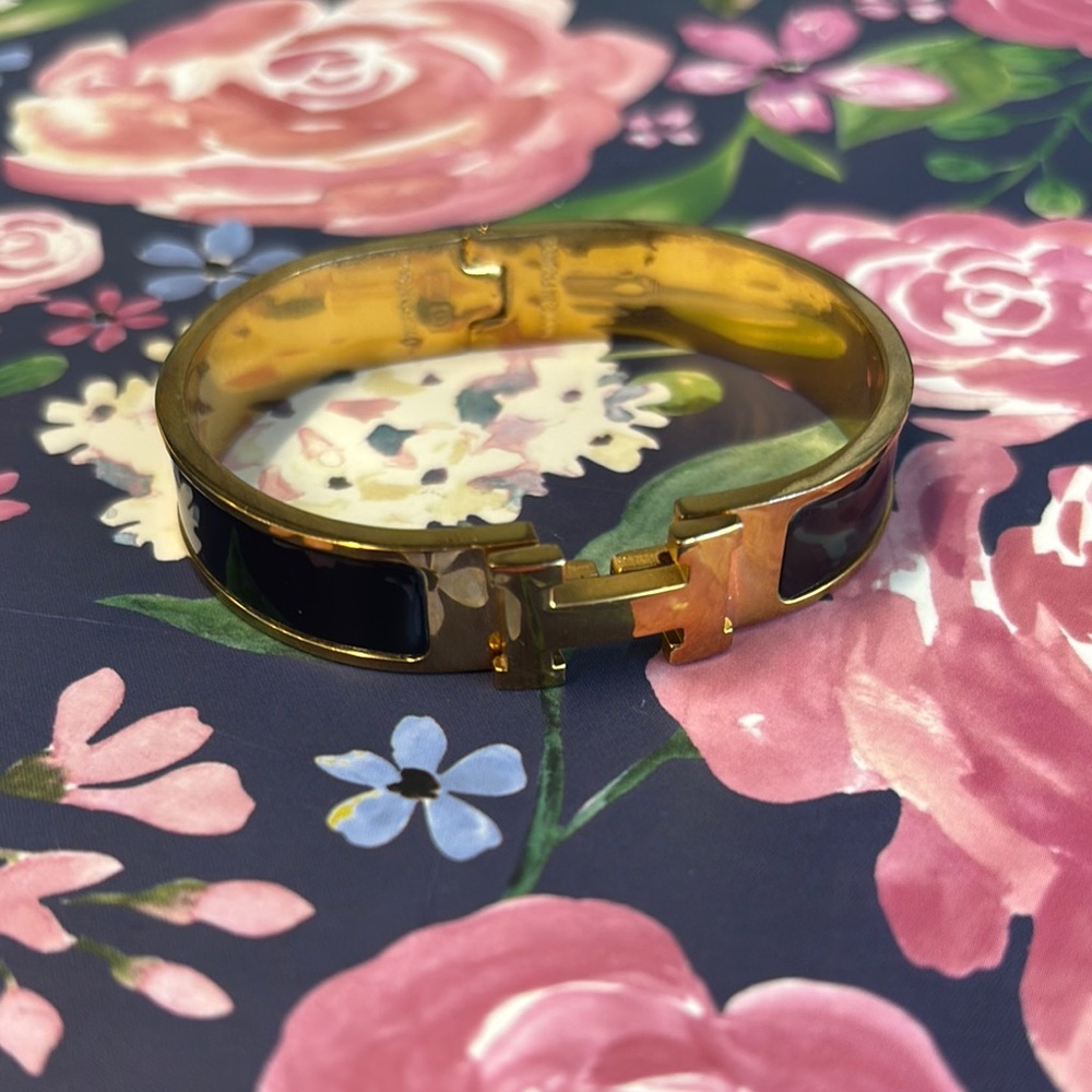 Gold and Black Hinged Bracelet 12mm Clic Clac